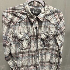 BKE Men's Plaid Button Up Long Sleeve Shirt Size L